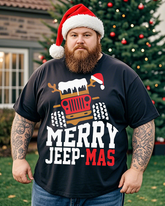 Herren-T-Shirt „Merry Jeep Mas“ in Übergröße, kurzärmelig